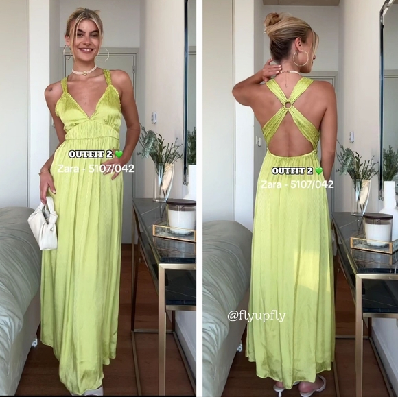 Zara Satin Effect Dress Lime size XS and M - Picture 3 of 16